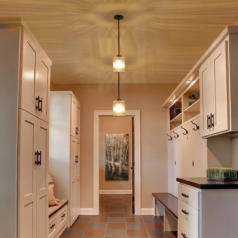 1-Light Crystal Pendant Lighting Fixtures for Sloped Ceiling