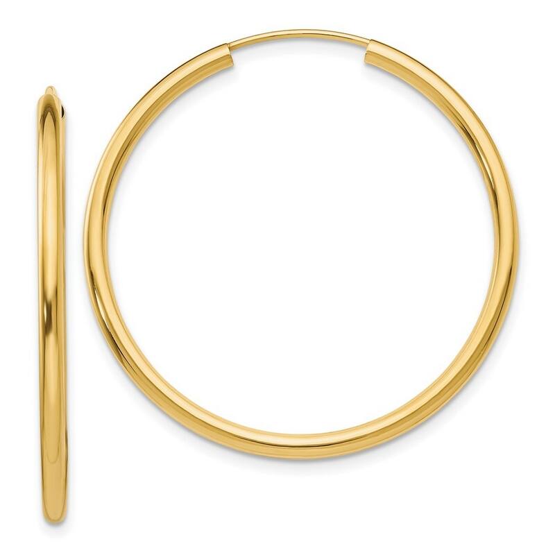 Curata 10k Yellow Gold Polished Endless Hoop Earrings - 12mm - 56mm
