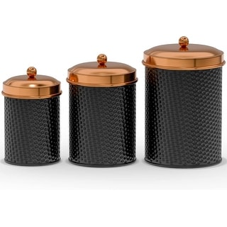 Set of 3 Metal Canisters - Black - Bed Bath & Beyond - 42453944