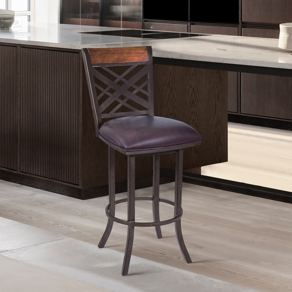 Armen Living Tahiti Metal Swivel Bar or Counter Height Barstool
