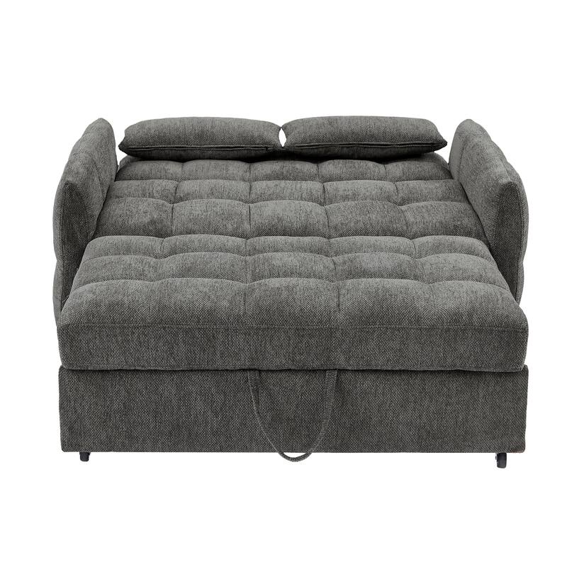Loveseat Sleeper Sofa with Built-in 3 USB Ports, Adjustable Backrest Convertible Sofa Bed with Lumbar Pillows