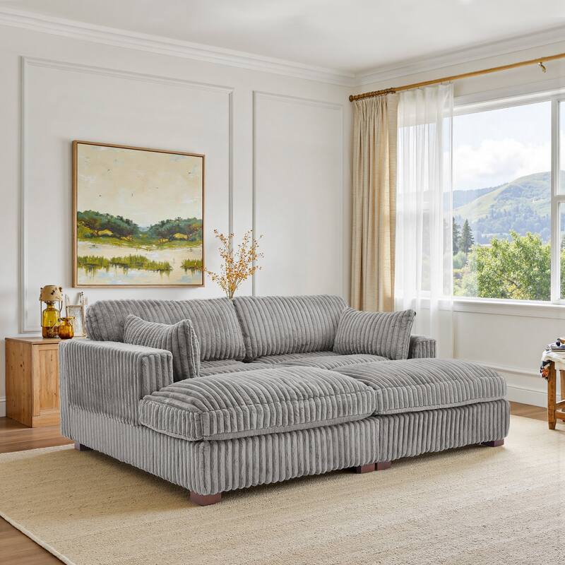 Modular Sectional Fabric Sofa for Living Room & Bedroom - Light Grey