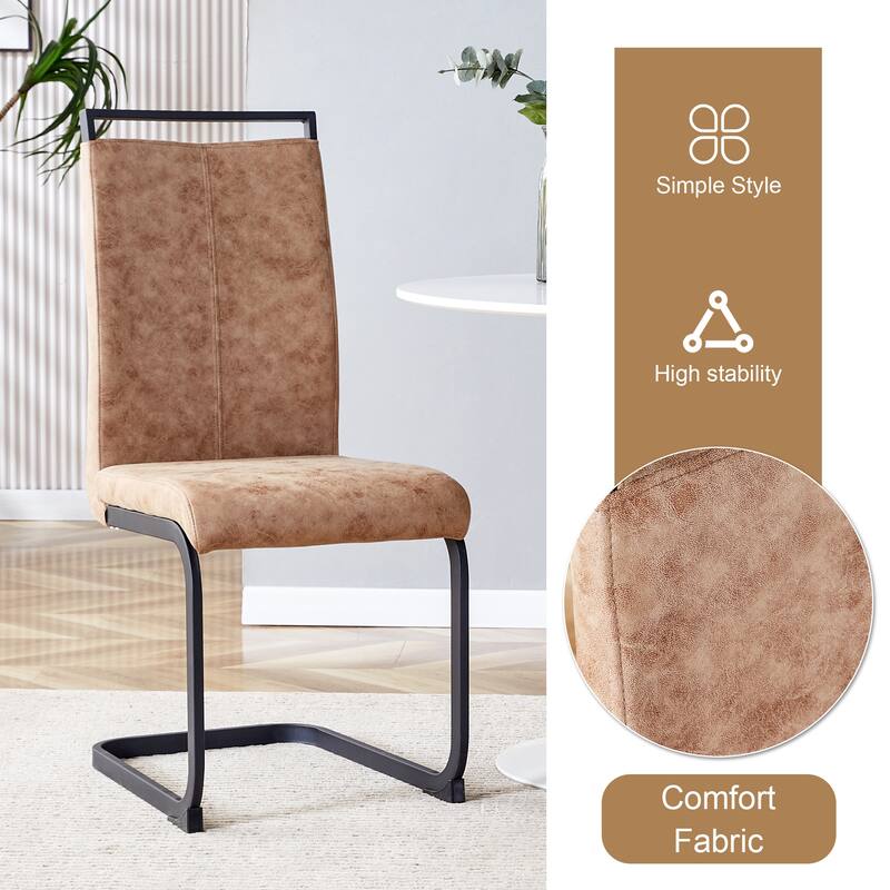 Roomfitters 7/9pcs Walnut Dining Table Set with Technology Fabric Chairs and Arched Black Metal Legs, Walnut