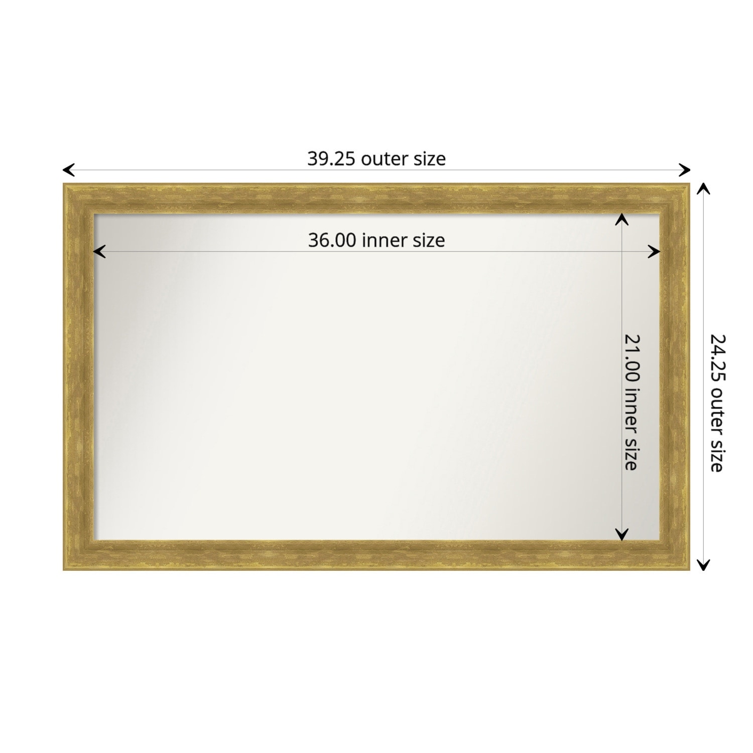 Angled Gold Framed Non-Beveled Custom Wall Mirror, Bathroom Vanity Mirror