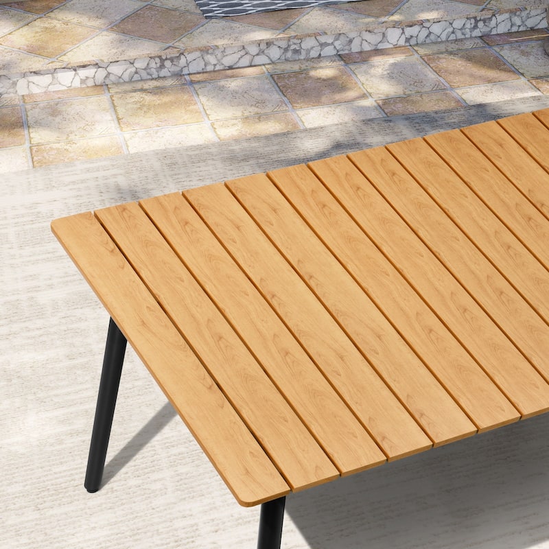 Pellebant Outdoor Rectangle Aluminum Dining Table with Umbrella Hole