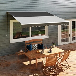 12x10ft Electric Retractable Awning, Remote and Crank, Waterproof
