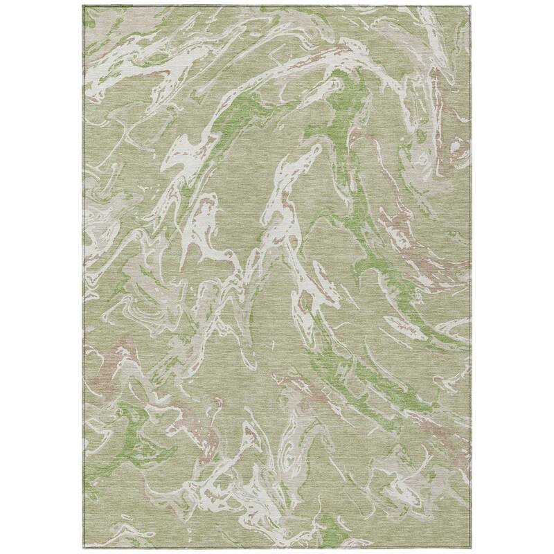 Machine Washable Indoor/ Outdoor Modern Wave Chantille Rug