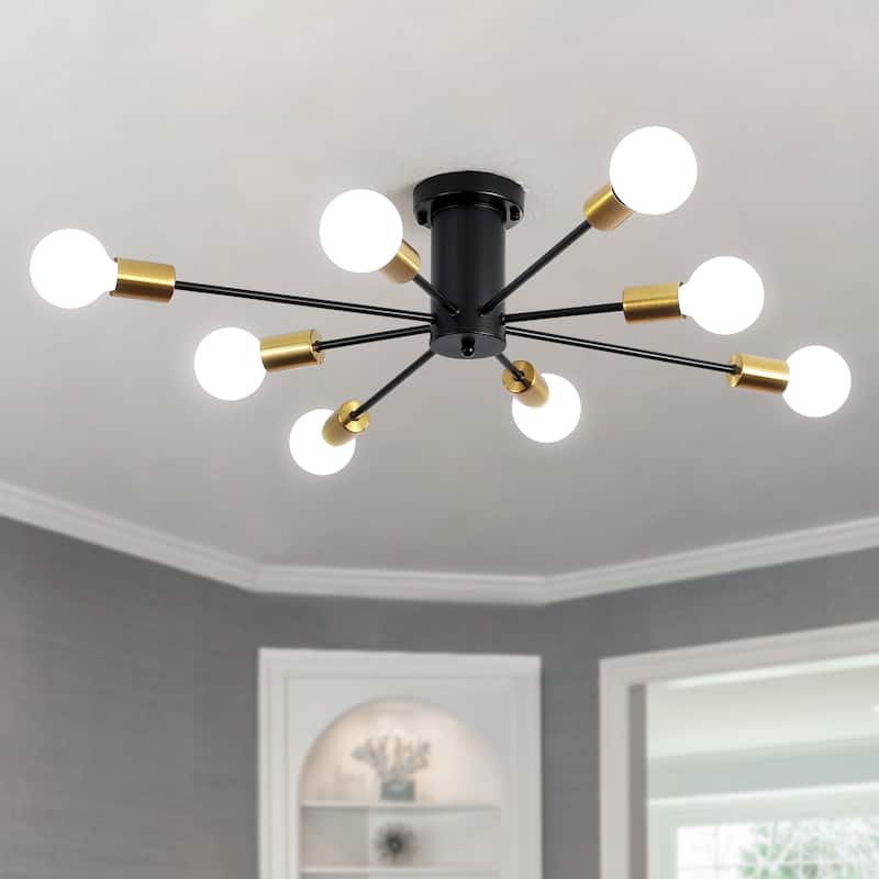 8-Light Modern Semi Flush Mount Lights for Kitchen Study Living Room
