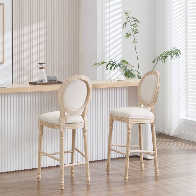 30'' Height Bar Chairs Set of 2,Upholstered Chairs with Round Back