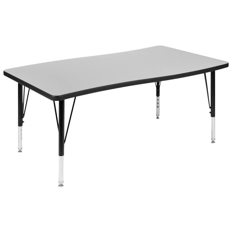 76" Oval Wave Flexible Laminate Activity Table Set with 12" Student Stack Chairs