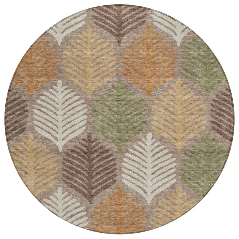 Machine Washable Indoor/ Outdoor Modern Fern Chantille Rug