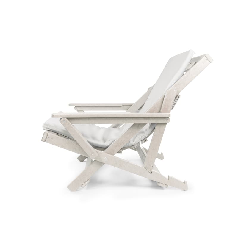 Aspen Fully Assembled All-Weather HDPE Outdoor Folding Lounge Chair with Removable Cushion