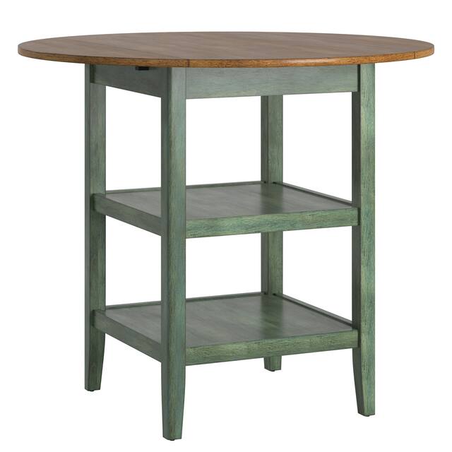 Eleanor Round Counter-height Drop-leaf Table by iNSPIRE Q Classic - Oak & Antique Sage Green