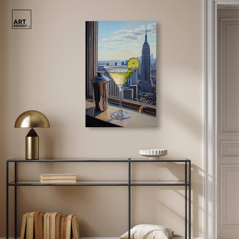 Classy Drink in NYC Canvas by Art Remedy, Gallery Wrapped