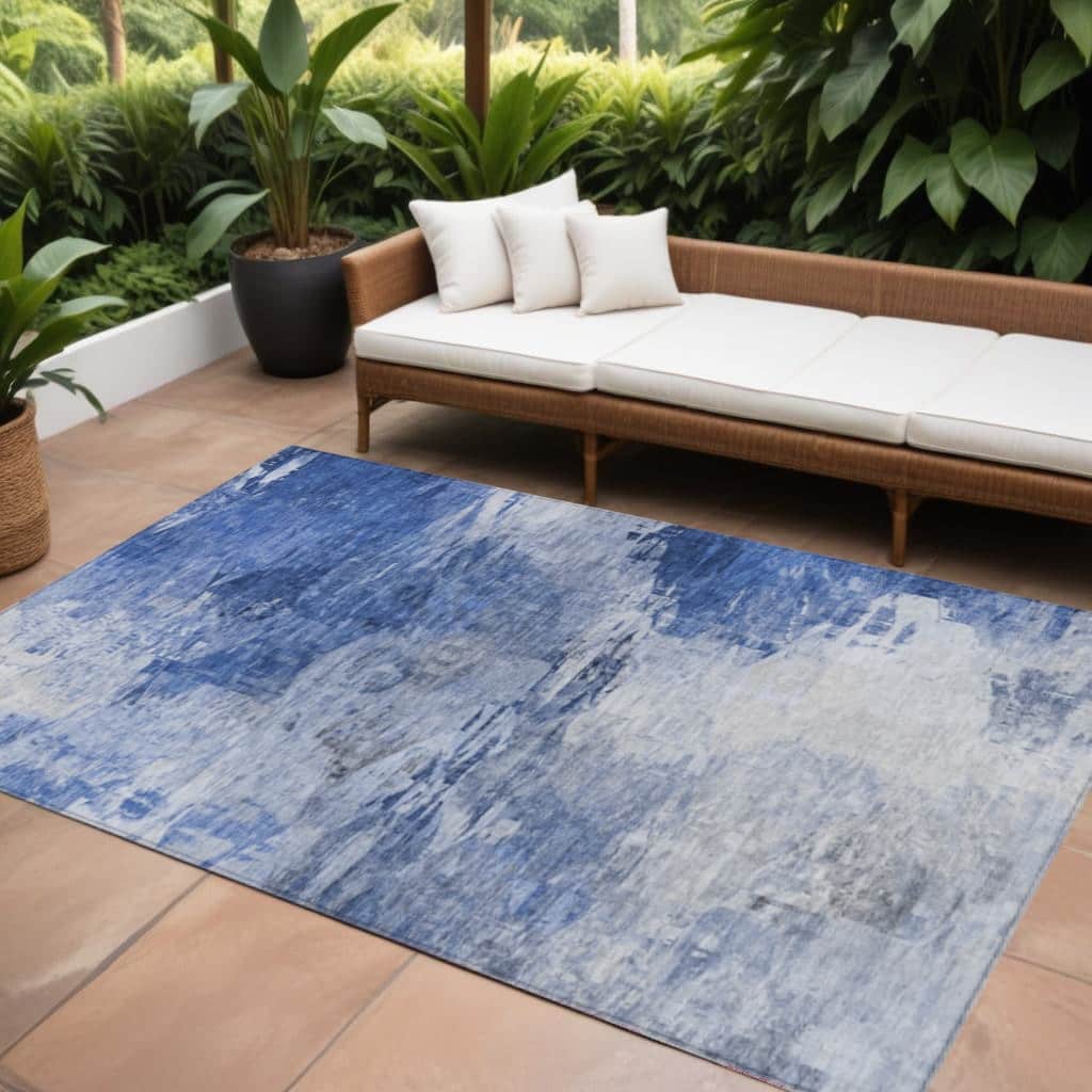 HomeRoots Abstract Transitional Rectangle Outdoor Rug