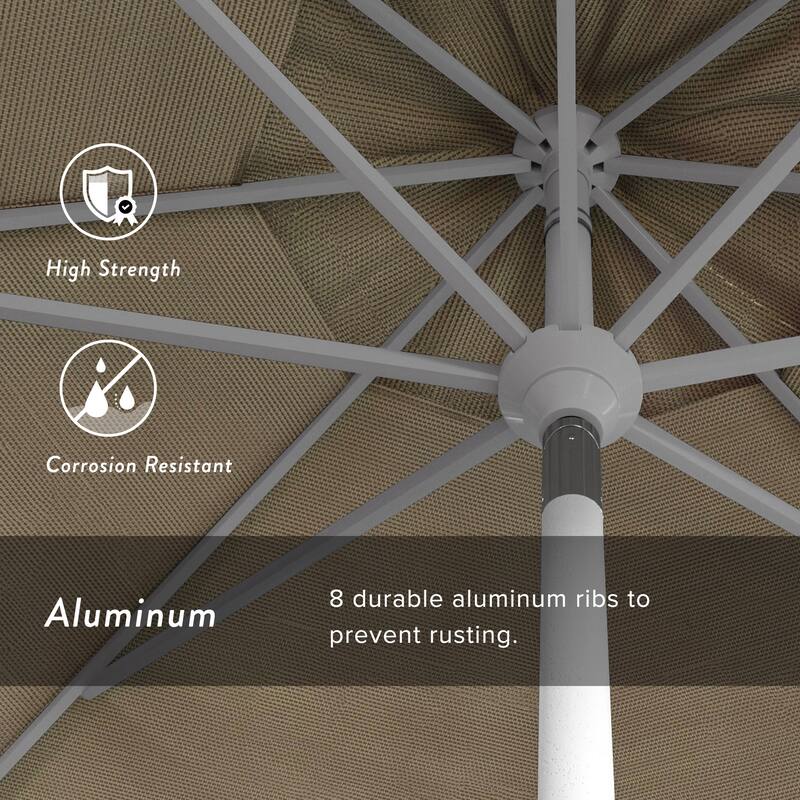 California Umbrella 11' Golden State Series Patio Umbrella White Aluminum Frame Crank Lift Collar Tilt Olefin Royal Blue Fabric