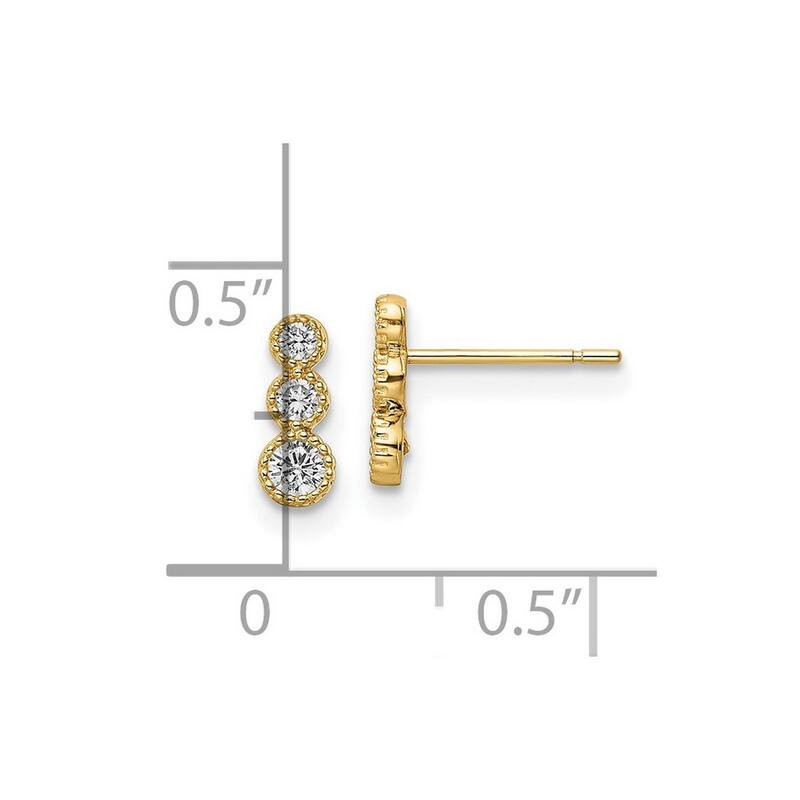 Curata 14k Yellow Gold Shapes of Cubic Zirconia Linear Post Earrings - 29x4mm