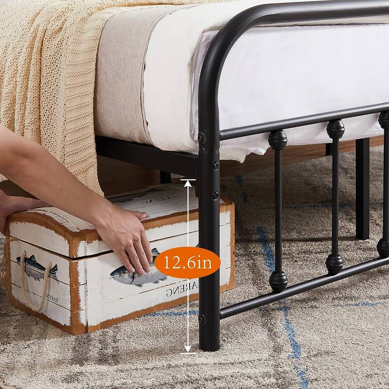 VECELO Modern Metal Platform Kids Bed Frame,Twin Size Bed Set of 2