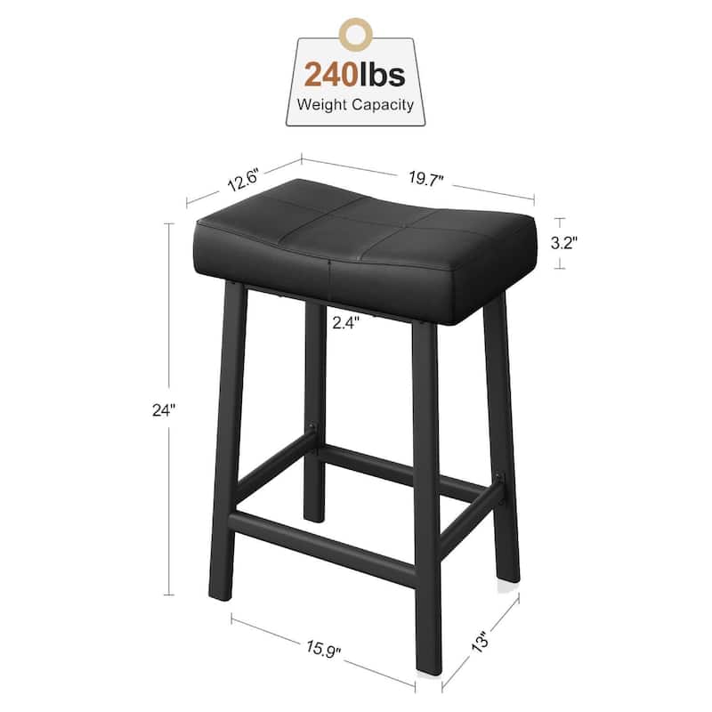 Backless Saddle Bar stools with Upholstered Padded Seat - N/A
