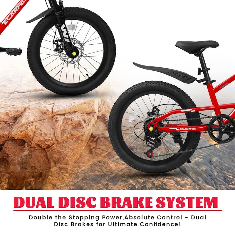20 Inch Kids Mountain Bike with Front Suspension, 7-Speed, Steel Frame, Boys & Girls Ages 6-12