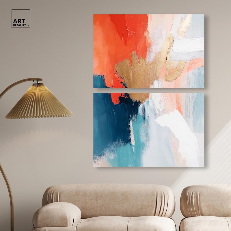 Orange Infusion I Canvas Set of 2 by Art Remedy, Gallery Wrapped