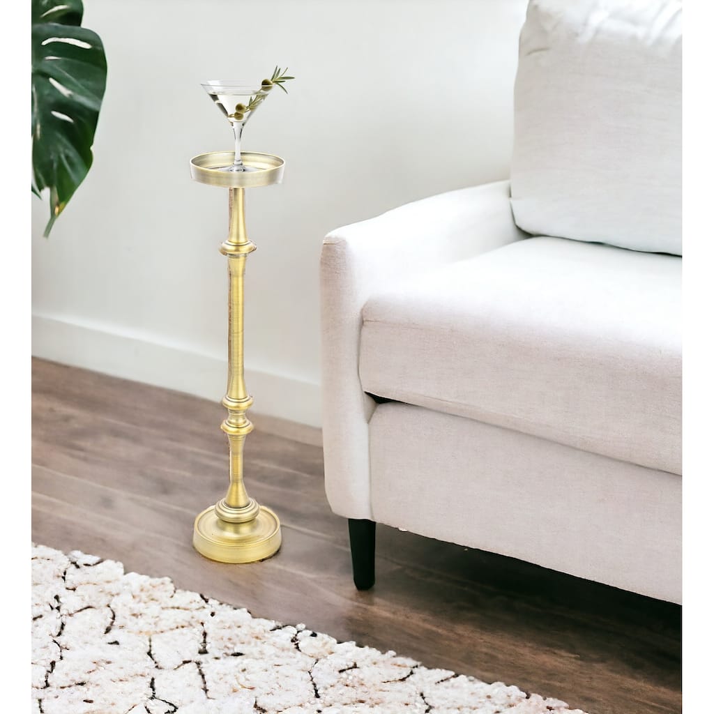 HomeRoots 26" Brushed Gold Drink Size Round End Table