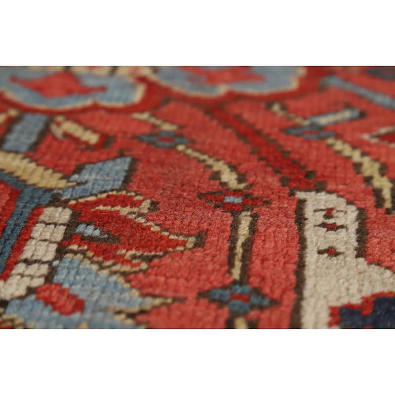 Hand Knotted Oriental 100% Wool Carpet Traditional Medallion Oranges & Rust Heriz (serapi) Area Rug - 12' 4'' X 9' 11''
