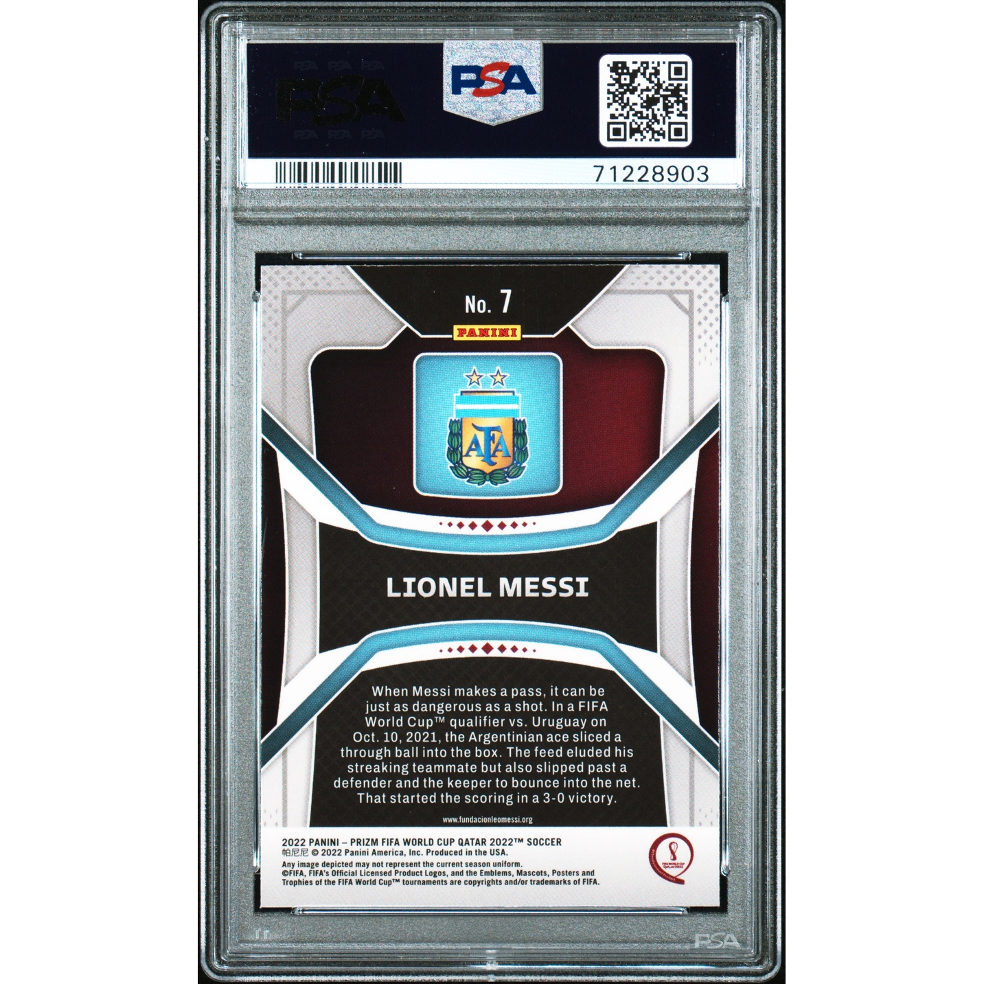 Lionel Messi 2022 Panini Prizm World Cup Qatar Soccer Card