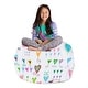 preview thumbnail 49 of 192, Kids' Stuffed Animal Storage Bean Bag Chair Cover or Toy Organizer 38 Inches Large - Canvas Multi-colored Hearts on White