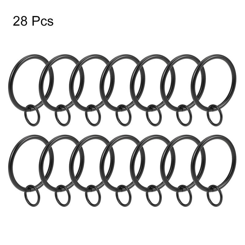Curtain Rings Metal Drapery Ring for Curtain Rods, 28 Pcs - Black - 37mm