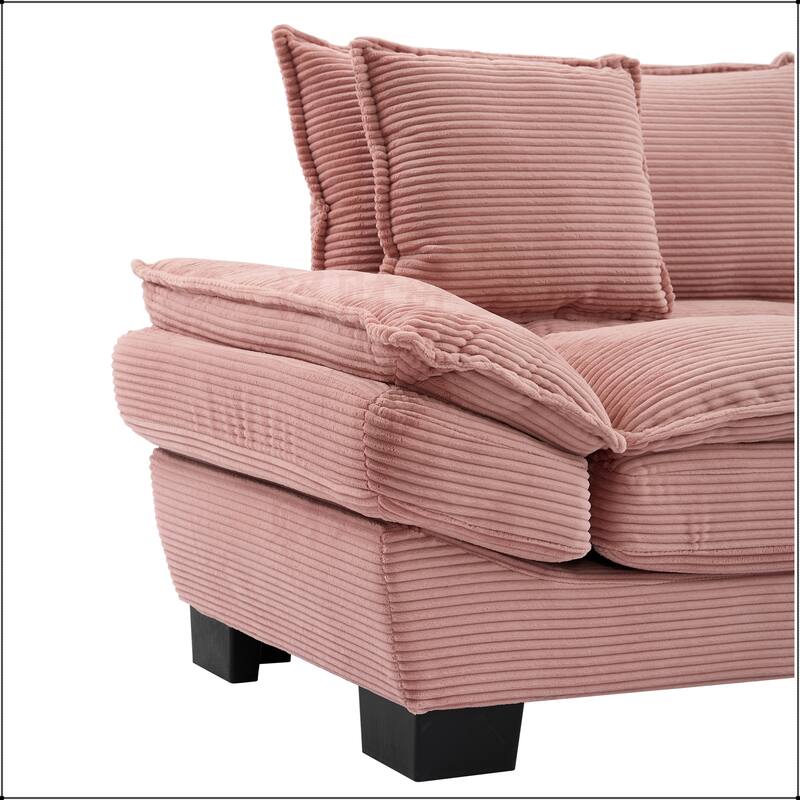 Corduroy Sofa Sleeper with Pillows