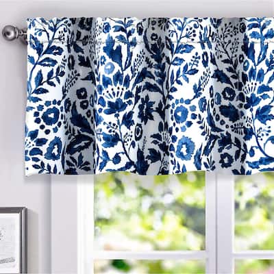 Porch & Den Ouzel Floral Watercolor Pattern Lined Window Valance