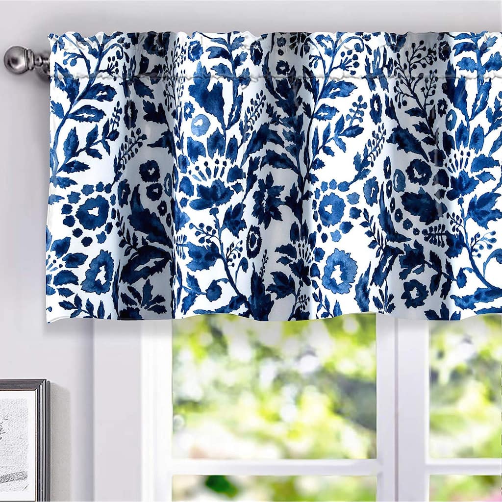 Porch & Den Ouzel Floral Watercolor Pattern Lined Window Valance