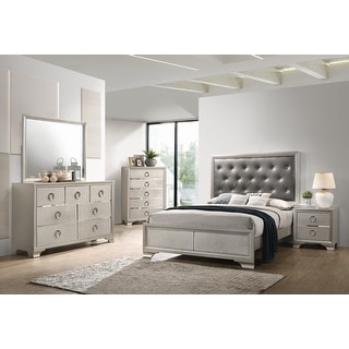 Tenley Charcoal Grey and Metallic Sterling 5-piece Panel Bedroom Set ...