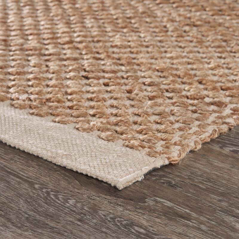Sevita Organic Jute Bordered Area Rug, Tan and Off-White