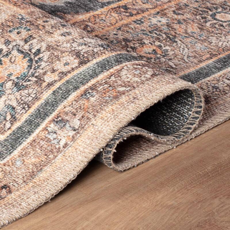 Black Traditional Flat Pile Rug - Washable and Pet Friendly, Non-Slip Surface