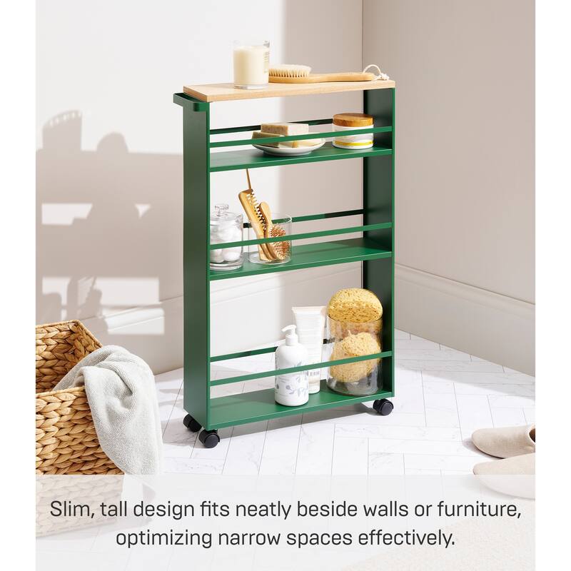 Yamazaki Home Slim Storage Cart, Steel, Holds 26.4 lbs, Minimal Assembly - L 18.7 x W 5.12 x H 31.69 inches