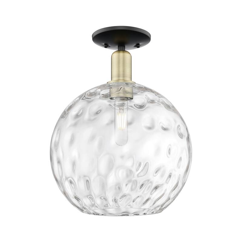 Innovations Lighting 716-1C-15-12 Athens Water Glass Semi-Flush Athens - Black Antique Brass / Clear Water Glass