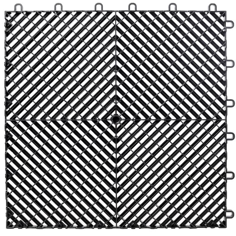 Anmytek Heavy Duty Interlocking Garage Floor Tiles Modular Plastic Snap Together Non Slip Drainage Mats