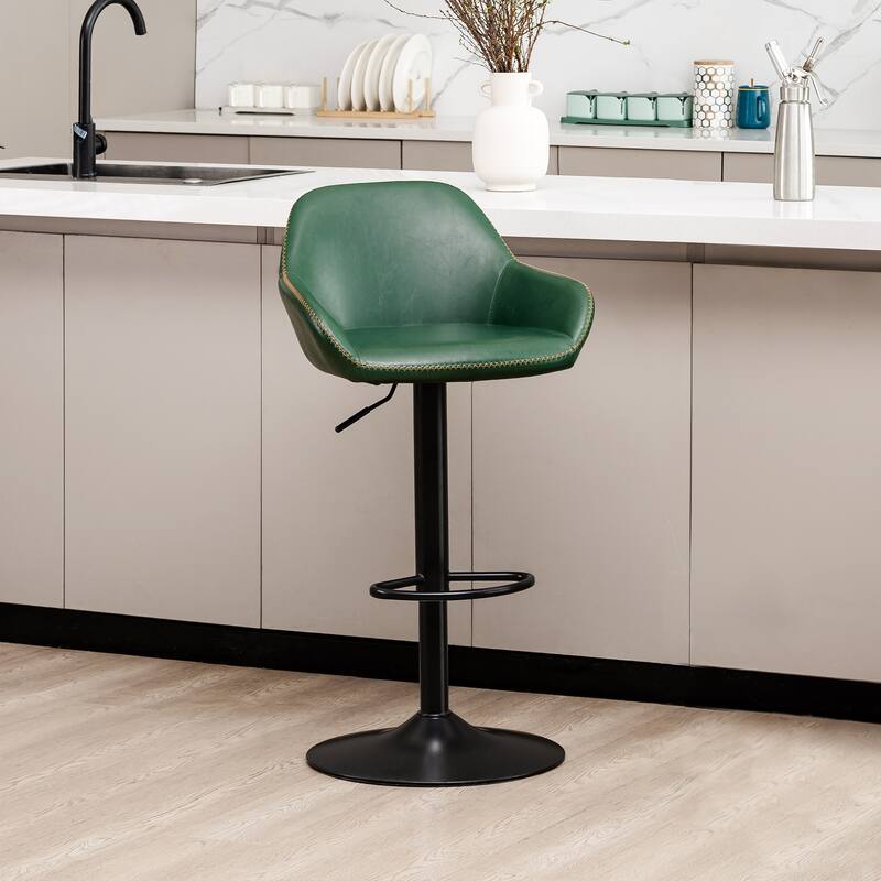 Glitzhome 41"H Round Wood Top High Pub Table with Gaslift Adjustable Swivel Bar Stools Set