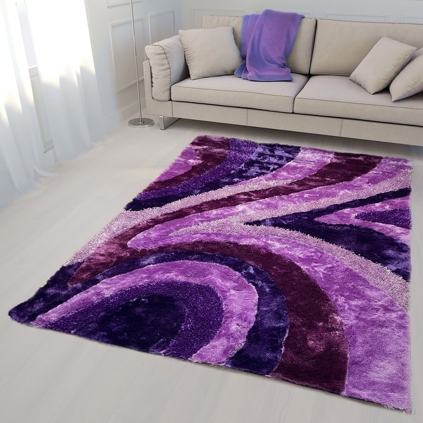 RugBerry 3D Area Rug 8x10 Abstract Shag Carpet Purple Lavender Color