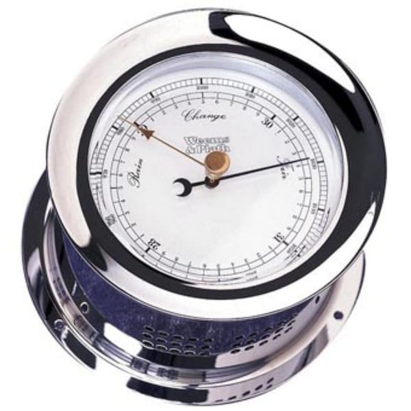 8" Silver and White Contemporary Adjustable Round Barometer - N/A