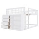 preview thumbnail 7 of 14, Full Over Full Low Bunk Bed with Storage, Wood Floor Bunk Beds w/4 Drawers&3 Shelves, for Kids, Girls Boys, Teens, Adults, White