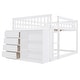 preview thumbnail 7 of 14, Full Over Full Wood Floor Bunk Bed with 4 Drawers and 3 Shelves, White
