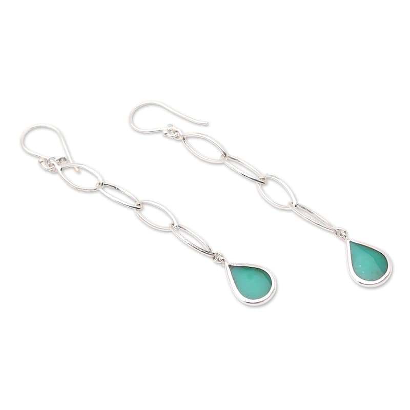 Novica Handmade Fresh Air Sterling Silver Dangle Earrings - Aqua