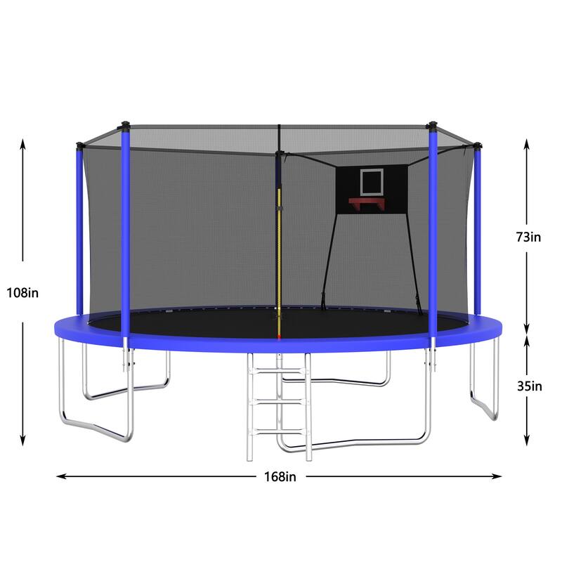 14FT Trampoline Set with Swing,Sports Fitness Trampolines with Enclosure Net, Recreational Trampolines