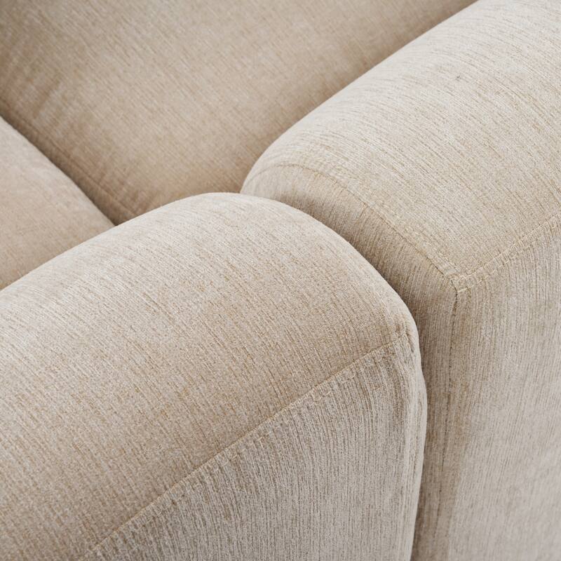 129.3'' L-Shaped 7-Seater Sectional with Ottoman and Pillow, Spacious Design for Living Room or Office Use