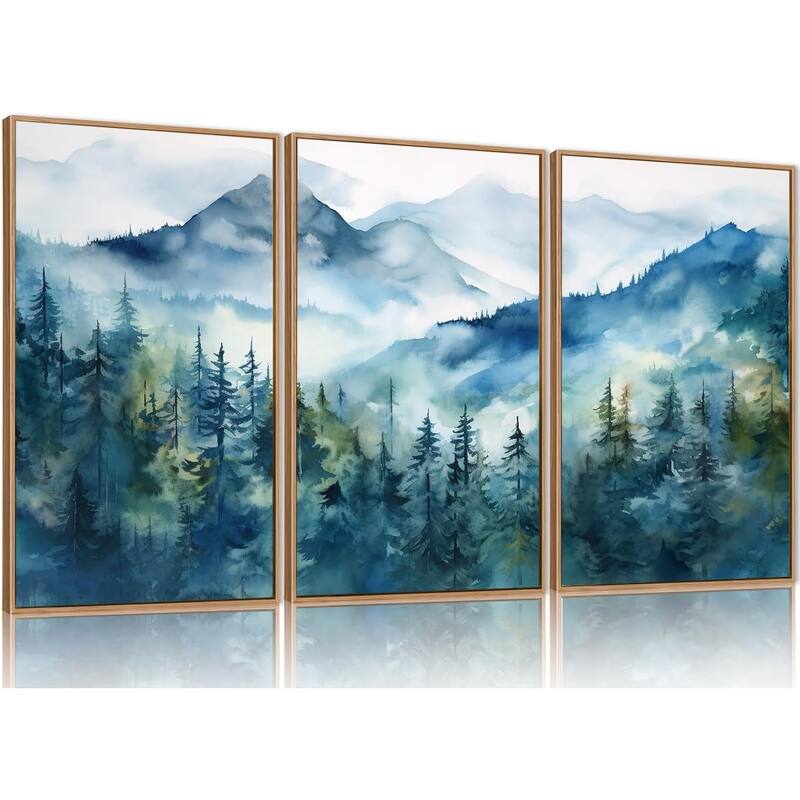Natural Landscape Wall Decor, Green Pines Trees Wall Painting - 16 x 24