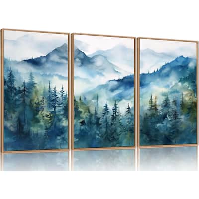 Natural Landscape Wall Decor, Green Pines Trees Wall Painting
