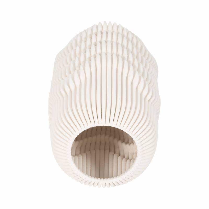 Porcelain 3D Printed Textured Vase - Ivory/Beige